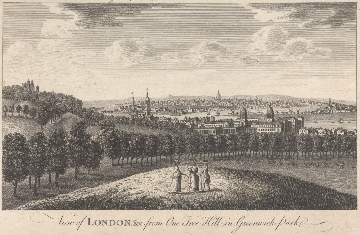 Näkymä Lontooseen ja kirkkoon One Tree Hilliltä Greenwich Parkissa 作： 無名の画家