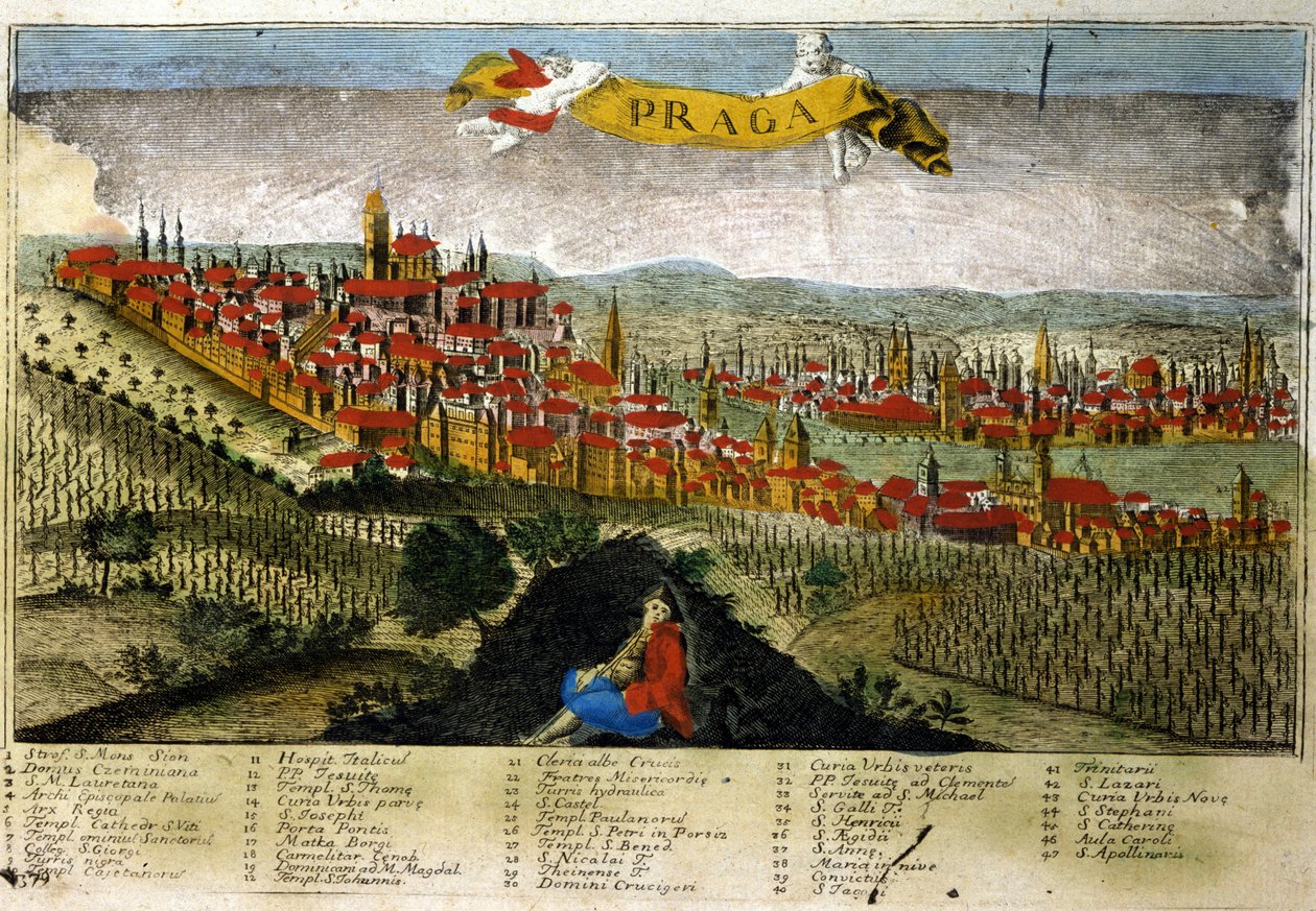 18世紀のプラハの風景。 作： 無名の画家