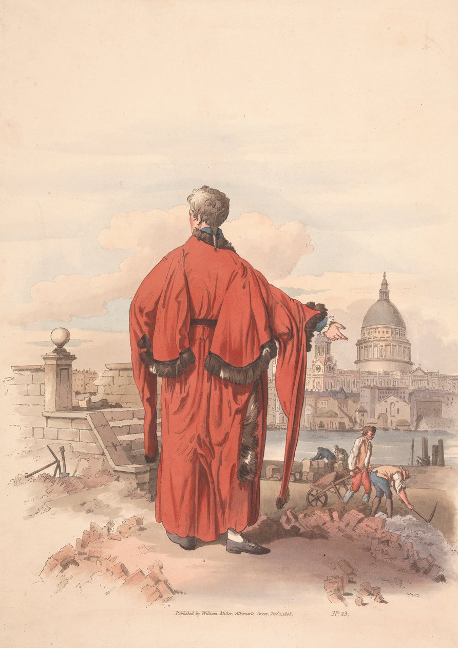 Vista de St. Pauls do outro lado do rio com uma figura vestida em primeiro plano 作： 無名の画家