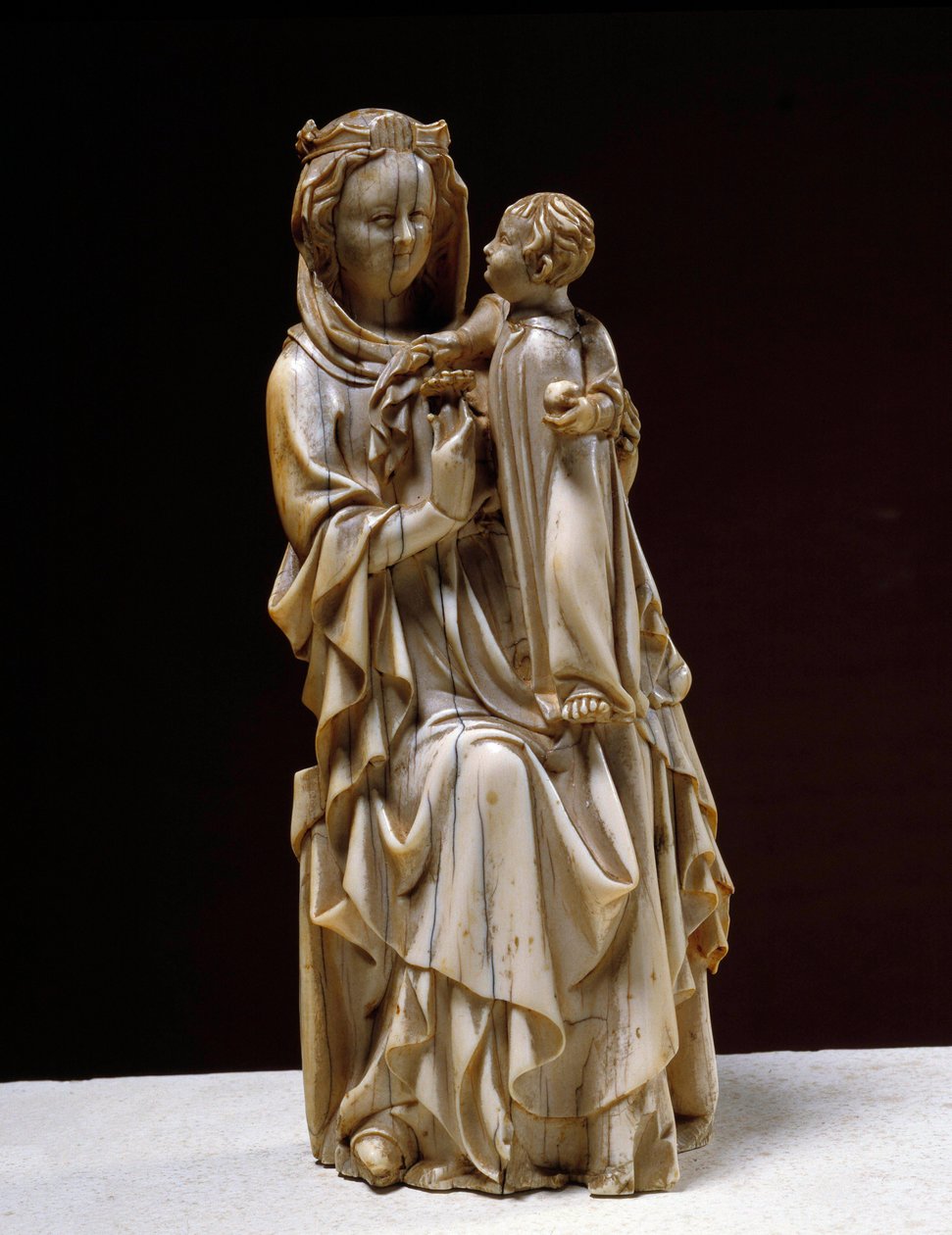 聖母子像 14世紀の象牙彫刻