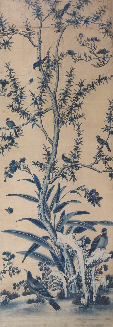 鳥と花咲く木々の壁紙パネル 作： 無名の画家
