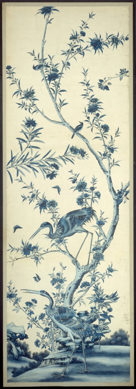 鳥と花咲く木々の壁紙パネル 作： 無名の画家