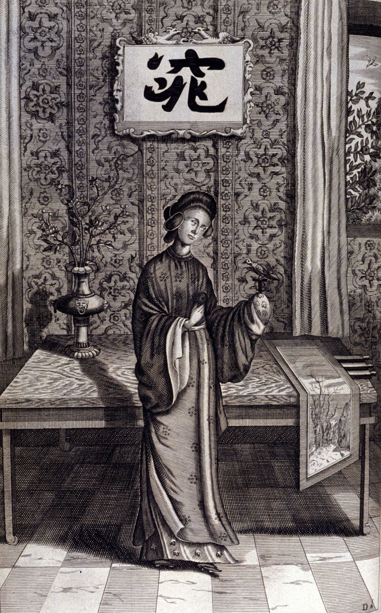 中国の貴族の女性。アタナシウス・キルヒャー（1601 - 1680）の "De China Monumenta "は、イエズス会、東洋学者、ドイツ人学者で、アムステルダムで1667年に出版されました。 作： 無名の画家