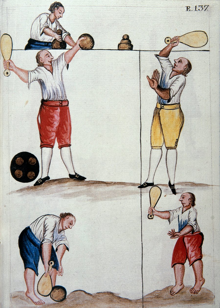 トルヒーヨ司教バルタサル・マルティネス・コンパニオン・イ・ブジャンダ（1782-1785）の著書「トルヒーヨ・デル・ペルー」（「Códice Martínez Compañón」）から、ボール遊びをする若いメティスたち 作： 無名の画家