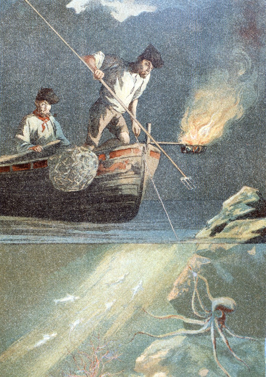 タコ釣り 作： 無名の画家