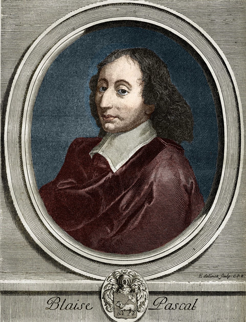 フランスの物理学者、数学者、作家であるBlaise Pascal（1623-1662）の肖像。 作： 無名の画家
