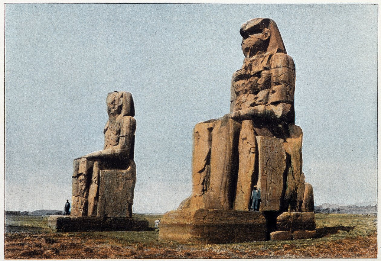古代エジプト：メムノンの巨像からテーベへ。19世紀の終わり。 作： 未知の写真家