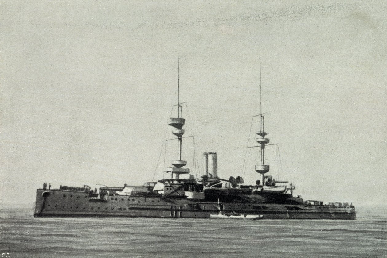 英戦艦オーシャン、3月18日ダーダネルス海戦で沈没 作： 未知の写真家