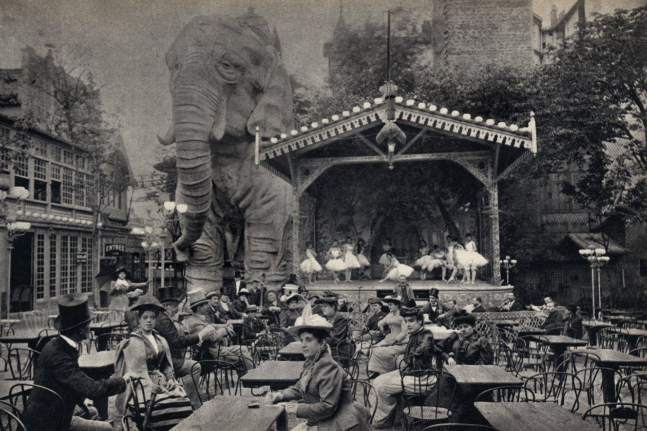 パリのムーラン・ルージュでの人気のある生活風景。写真、19世紀後半、パリColl.セルバ。 作： 未知の写真家