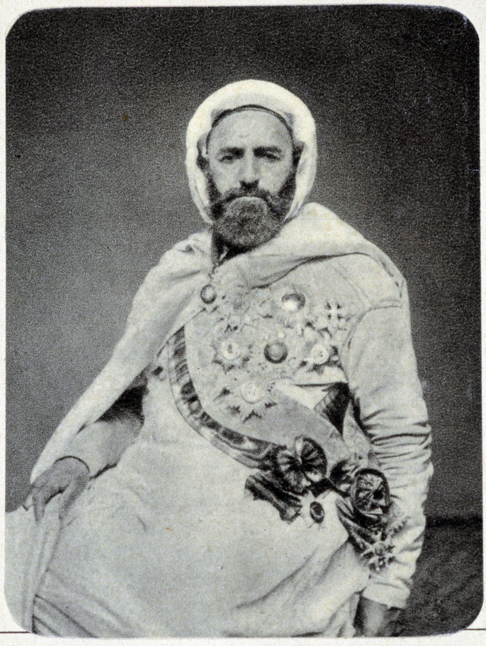 1875年のAbd-el-Kader（アブド・エル・カダー）の肖像-写真。 作： 未知の写真家