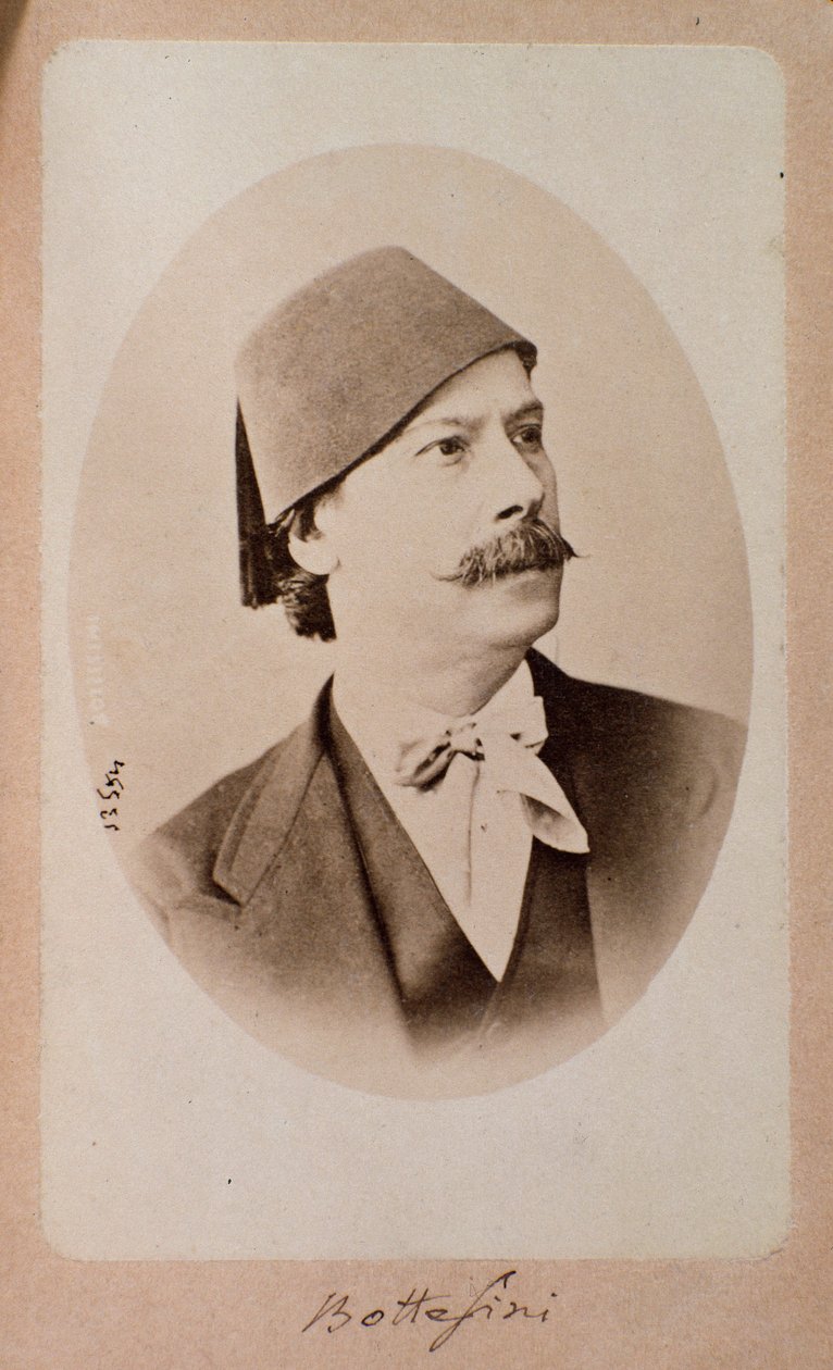 イタリアの指揮者、コントラバス奏者、作曲家ジョヴァンニ・ボッテジーニ（1821-1889）の肖像。19世紀 ボローニャ市立図書館 音楽文献博物館 作： 未知の写真家