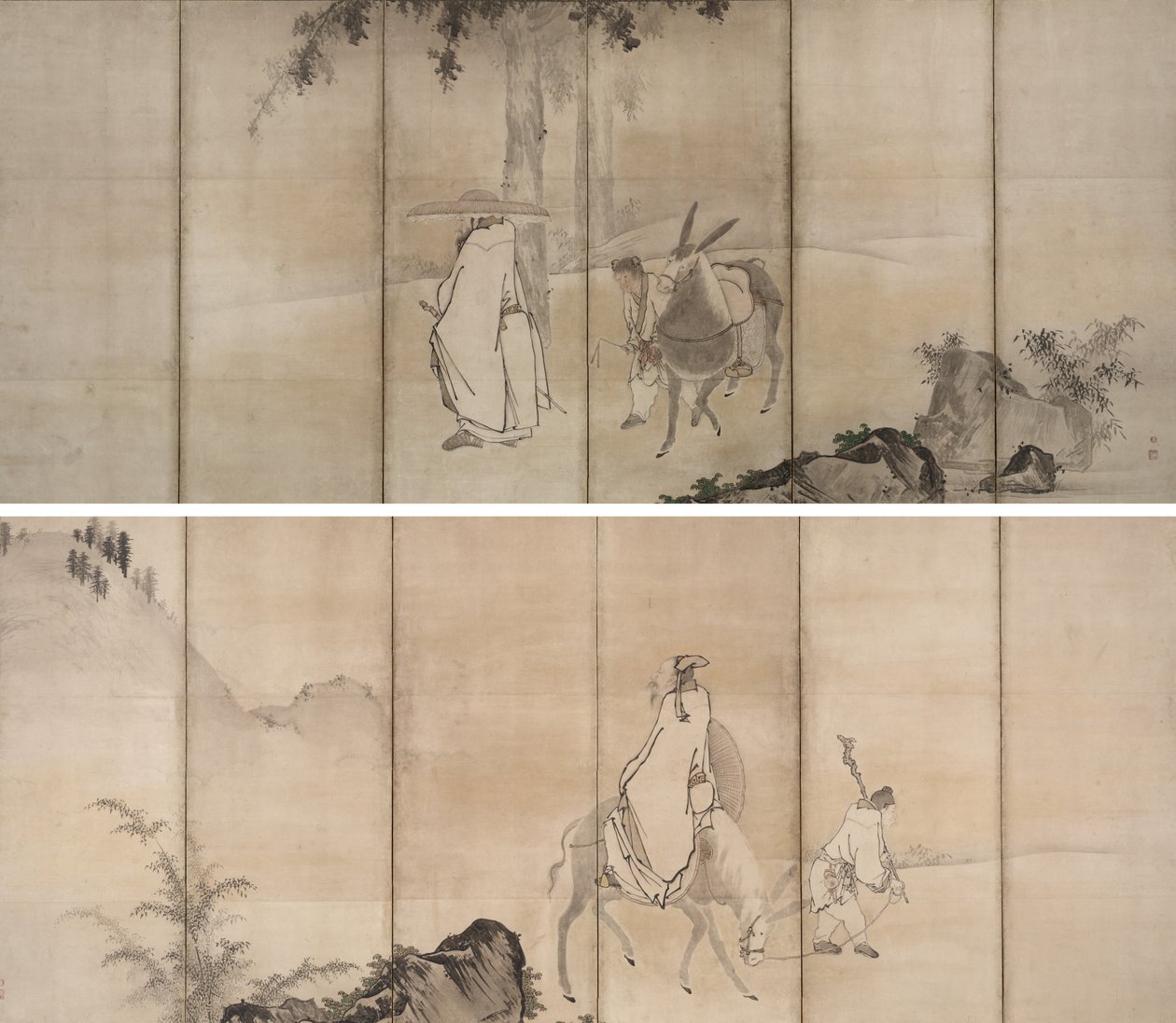 Su Shi (So Shoku) と Pan Lang (Han Ro) 作： 雲谷等顔