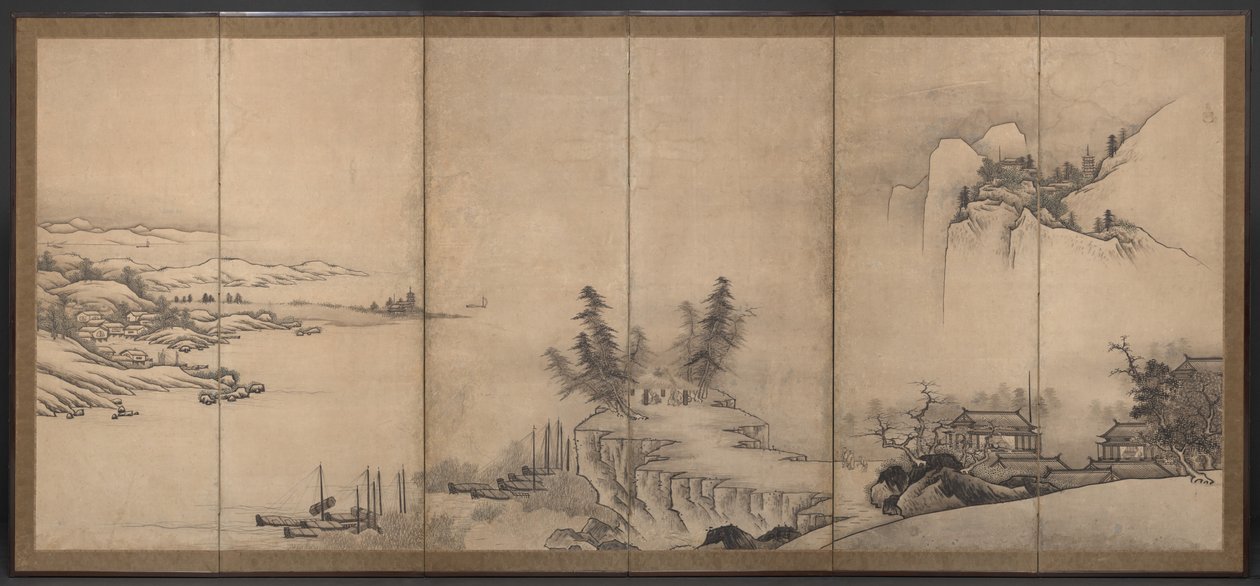 風景の中の中国風パビリオン 作： うんこくとえき
