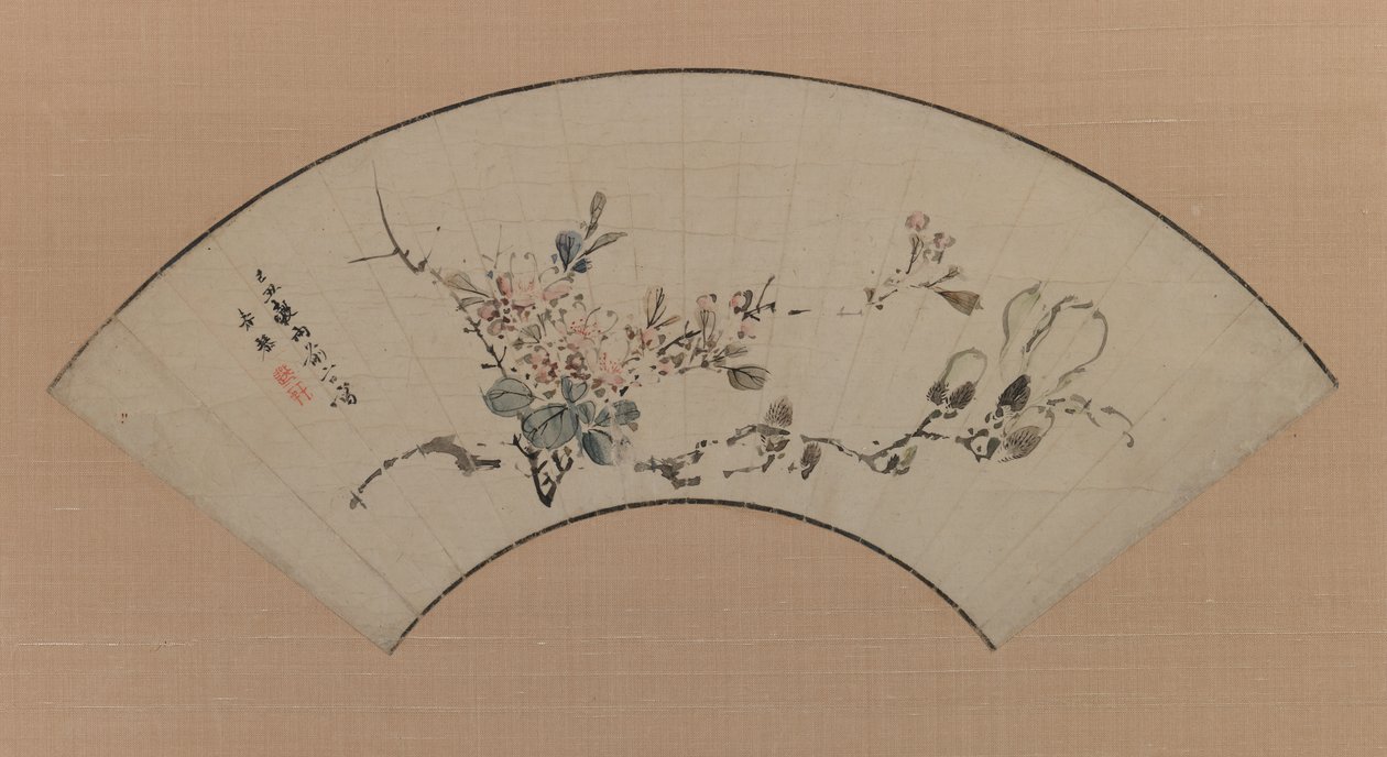 桜とマノリア、1829年（紙にインクと明るい色） 作： 浦上俊金
