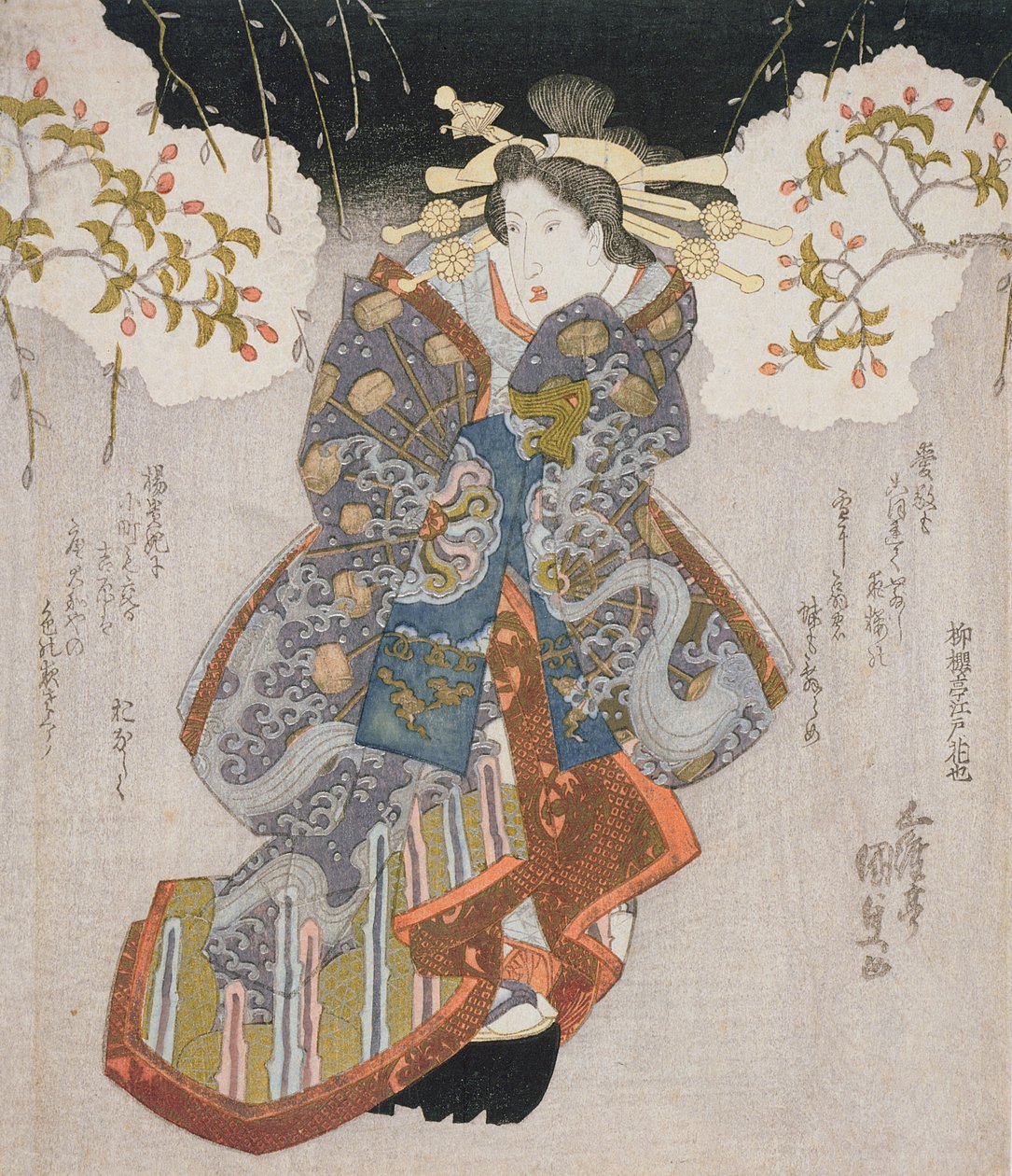 花魁としての岩井亀三郎II、1830年頃（色木版画） 作： 歌川国貞