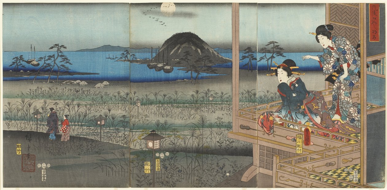 明石の光景、1853年4月 作： 歌川国貞