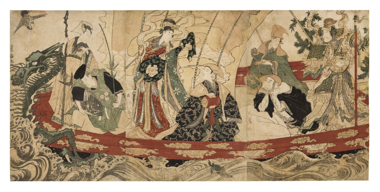 宝船の七福神の俳優、1800-05（木版） 作： 歌川豊国