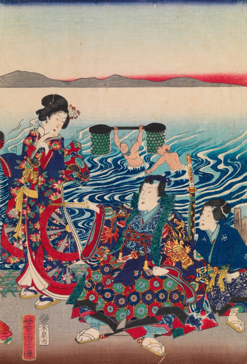 Genji Crossing the Oi River 作： 歌川吉虎