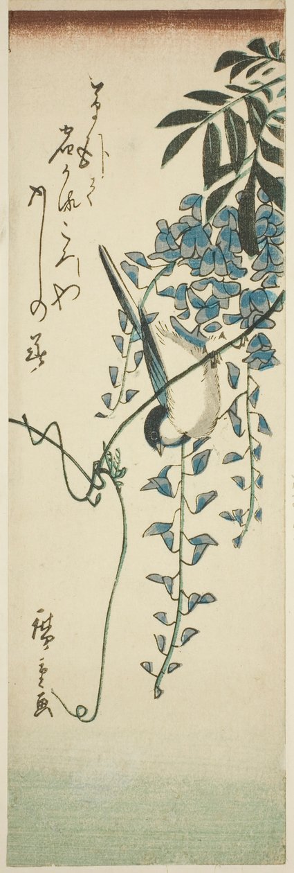 鳥と藤 作： 歌川広重