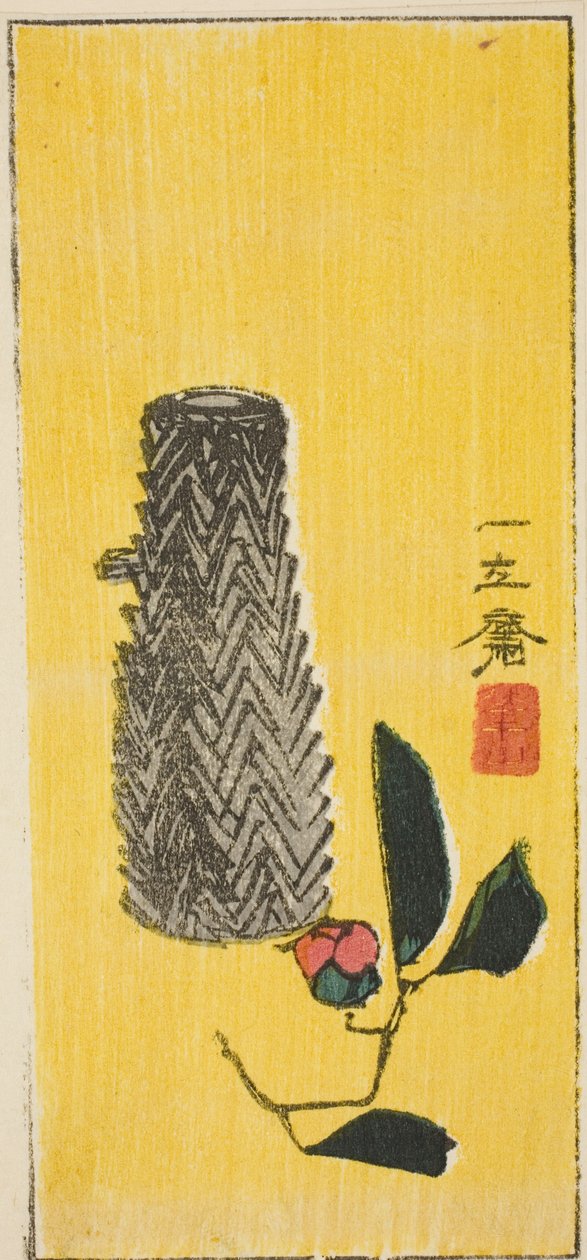 椿と籠 無題はりまぜシートの一部 作： 歌川広重