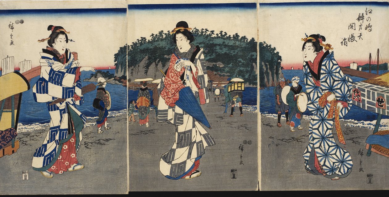 江ノ島の弁財天での御神像除幕式 作： 歌川広重