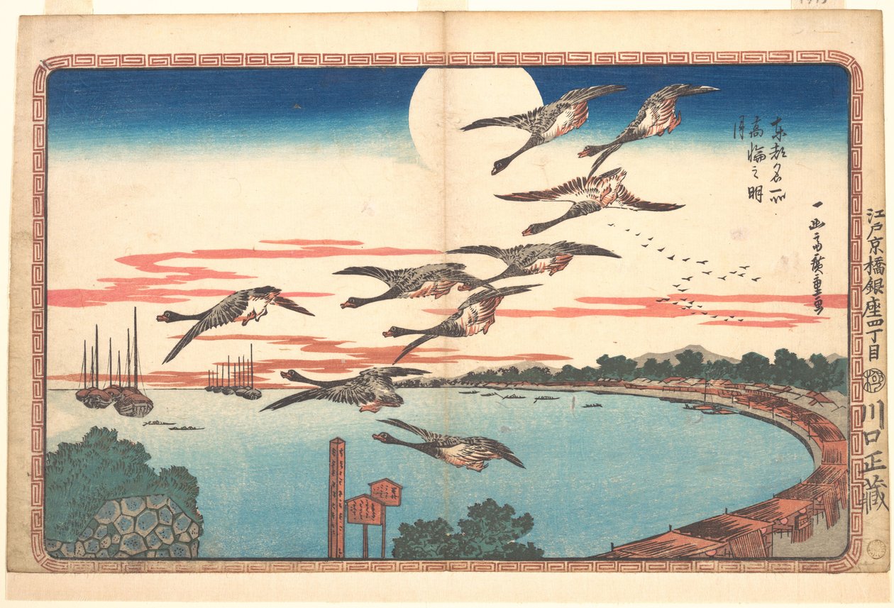 高輪の満月 作： 歌川広重