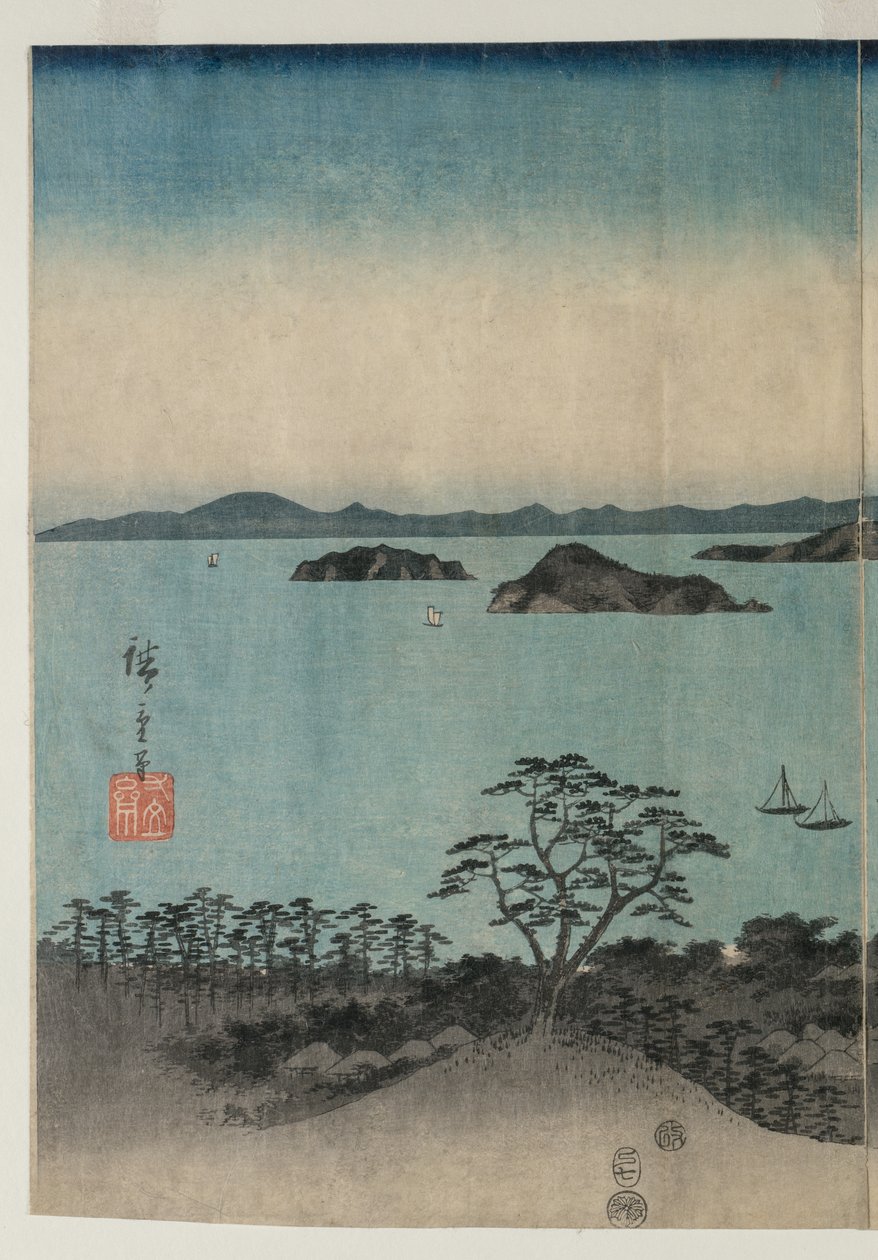 金沢、武蔵の満月 作： 歌川広重