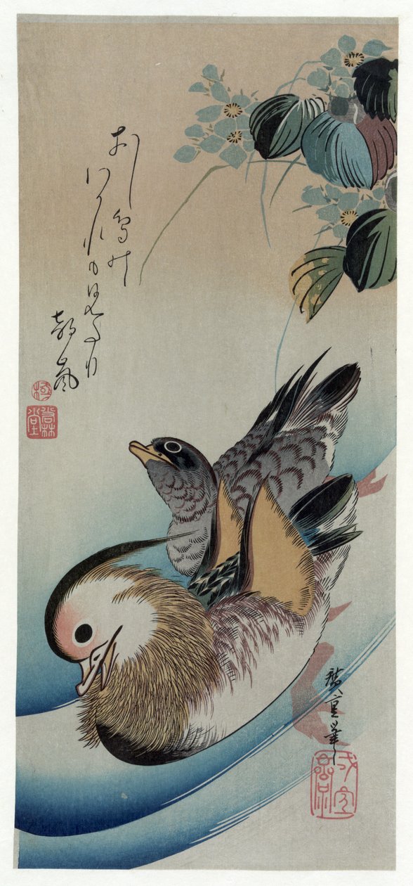 広重（1838） 二羽のオシドリ 作： 歌川広重