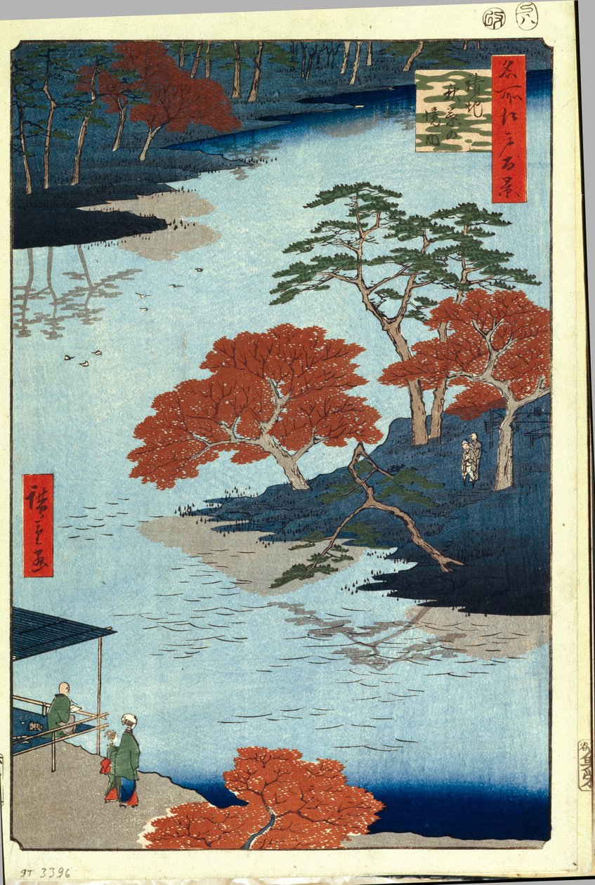 明治の秋葉神社の内部。名所江戸百景c。 1858 作： 歌川広重