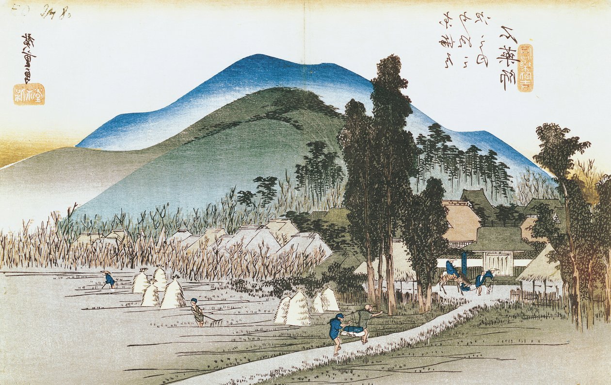 石薬師、「東海道五十三次」、1833-34（版画） 作： 歌川広重