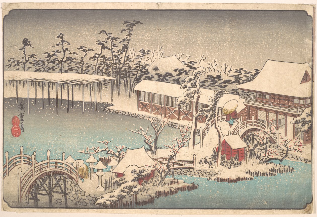 亀戸天満宮境内の雪 作： 歌川広重