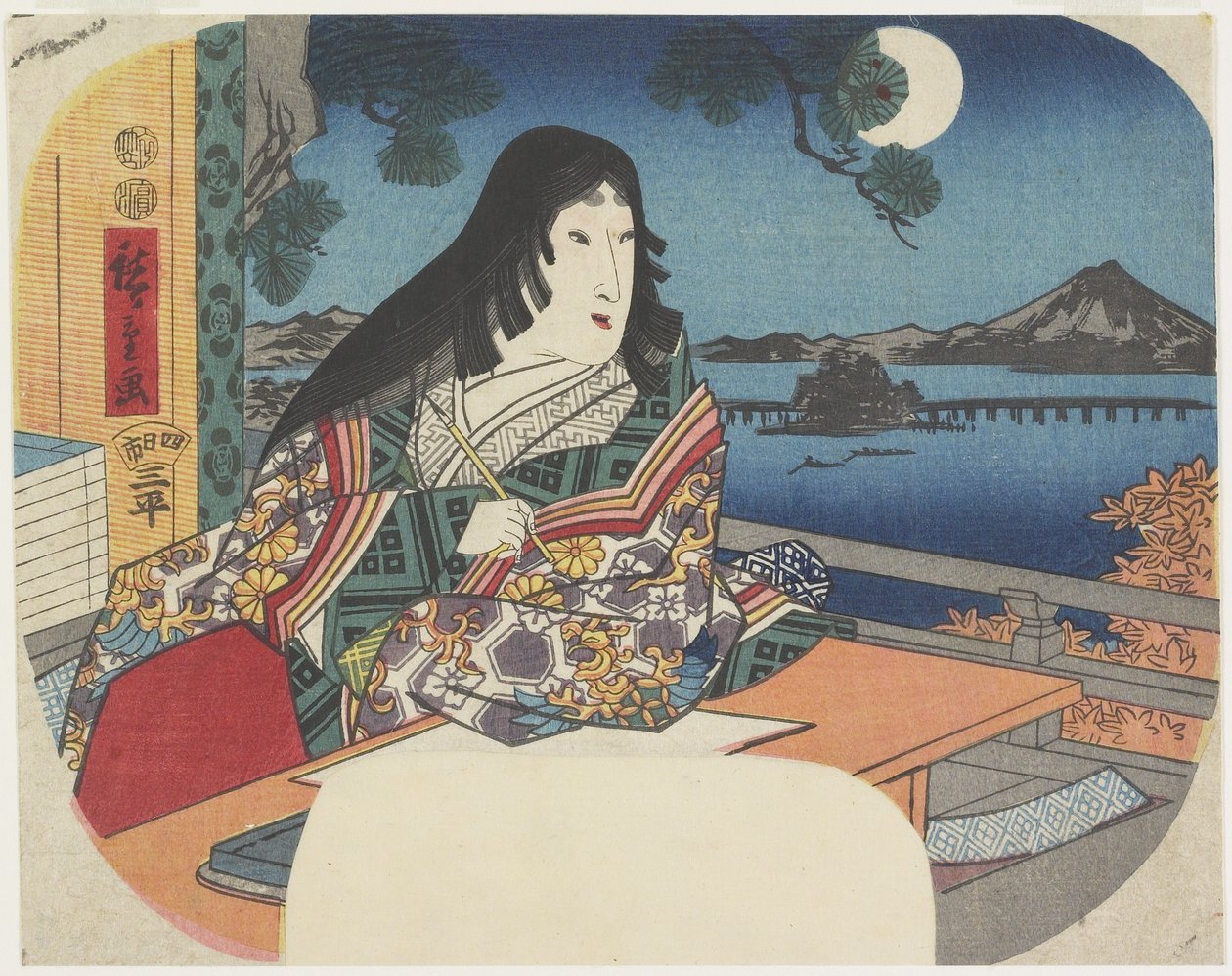 Lady Murasaki at Ishiyamadera Temple, 1847-1848 作： 歌川広重