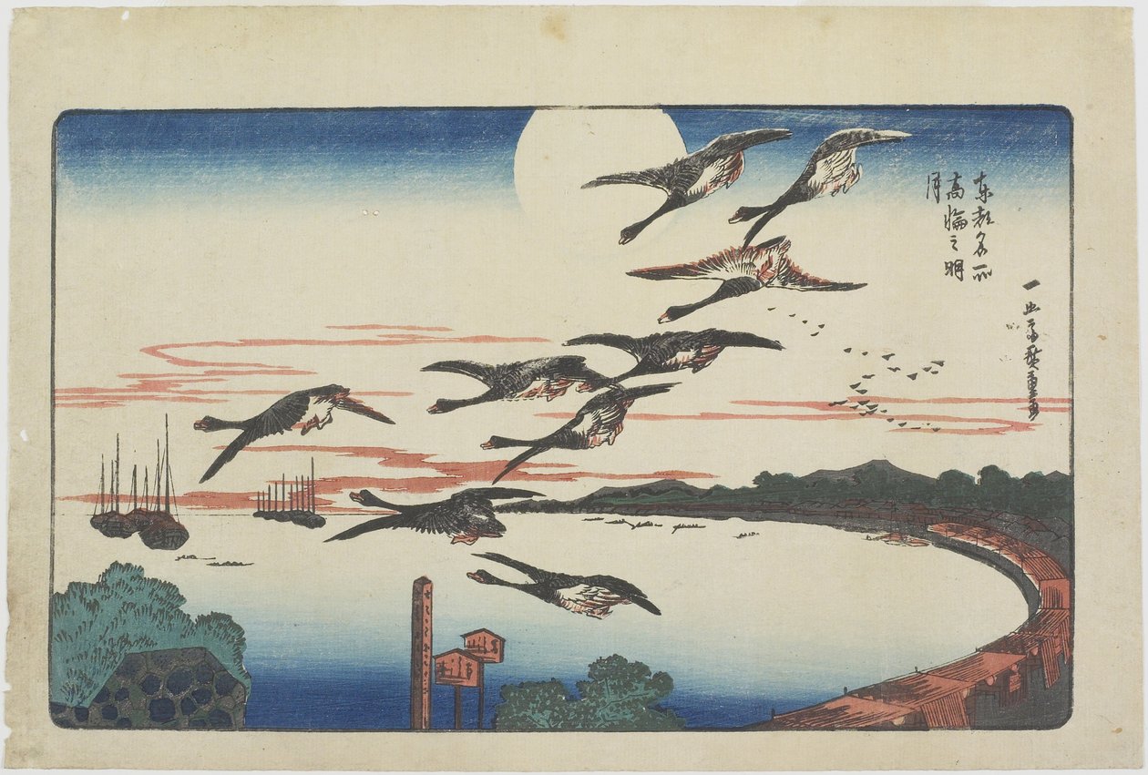高輪の月明かりc 1831 作： 歌川広重