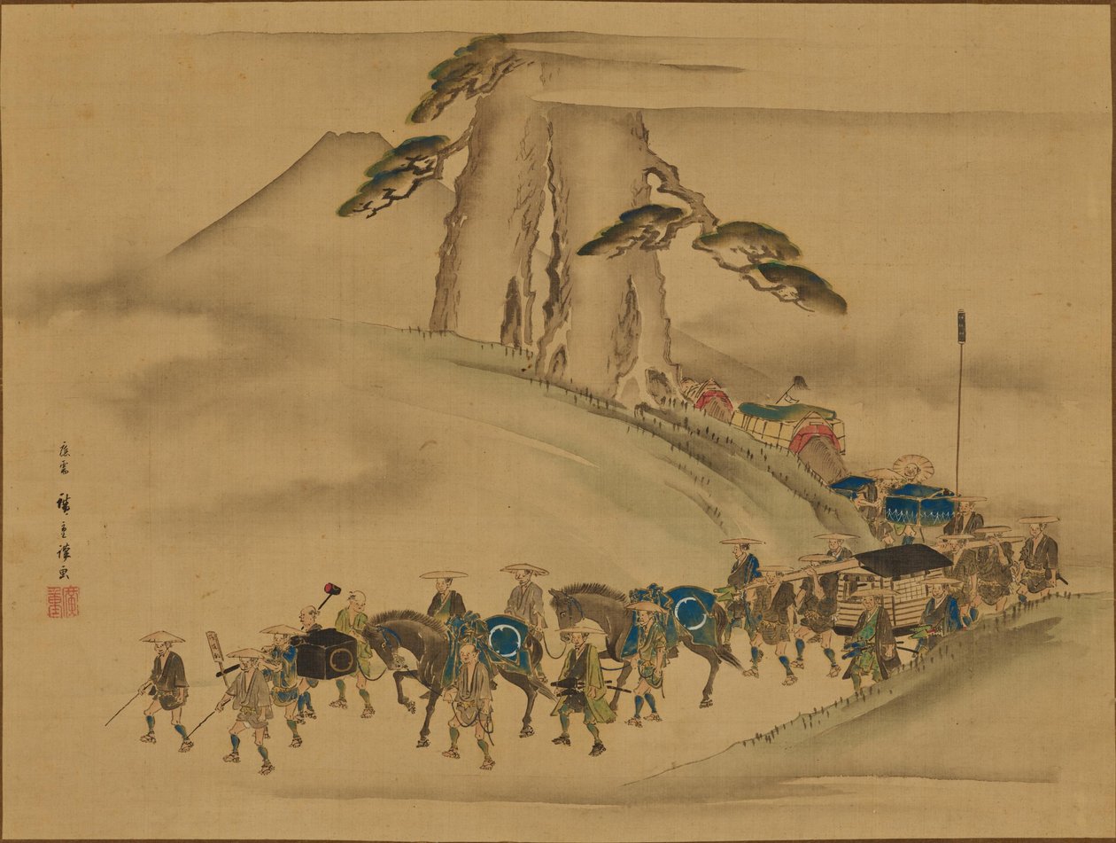 皇帝へ馬を献上する行列 作： 歌川広重