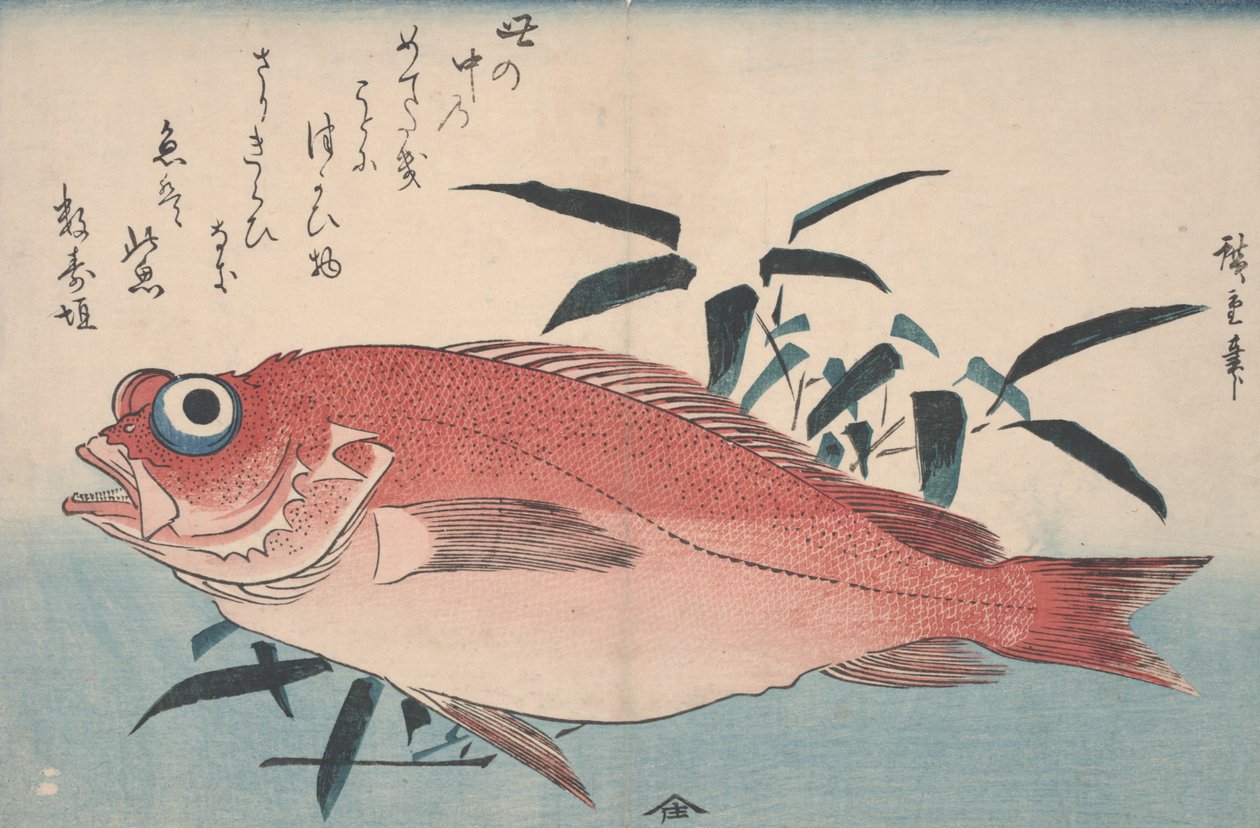 鯛と竹草、1840 作： 歌川広重