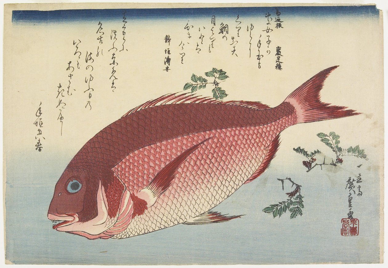 鯛と山椒_小枝c。 1832 作： 歌川広重