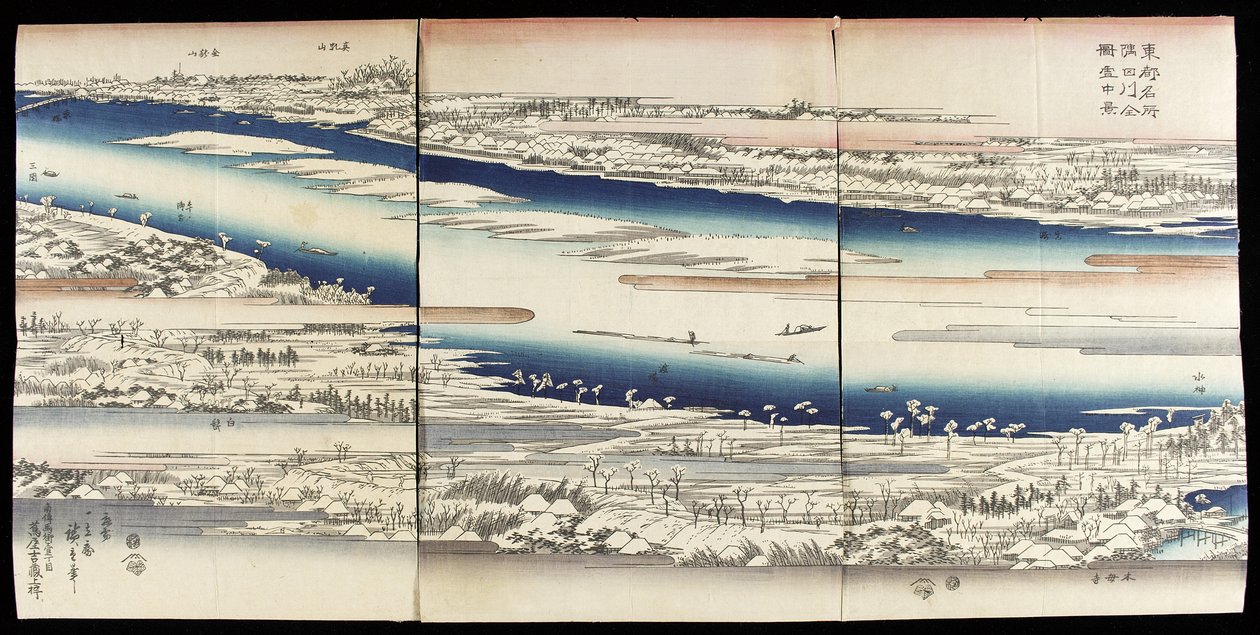 雪の隅田川 作： 歌川広重