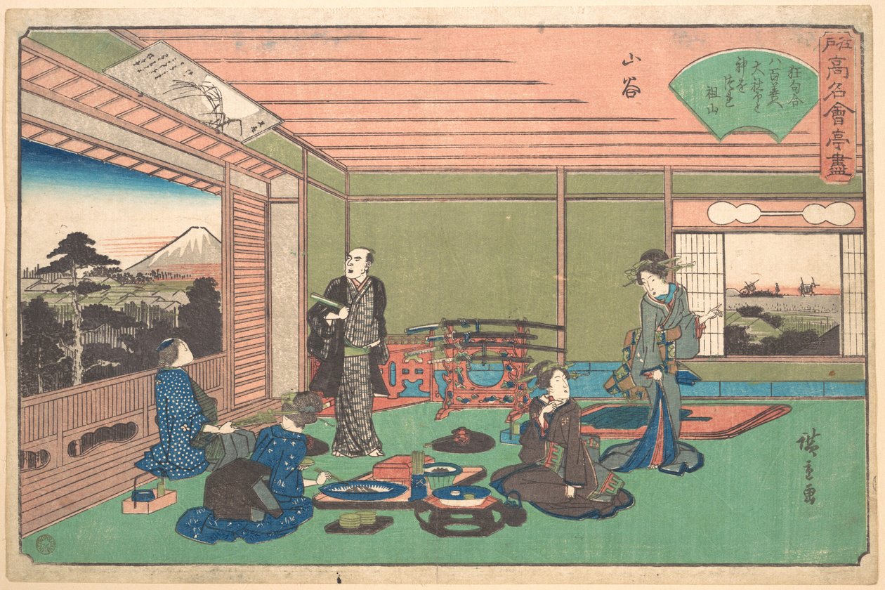 『江戸名店集』（『江戸光明解題図集』）所収の「瑶禅レストラン、三亜（三亜、瑶禅）」 作： 歌川広重