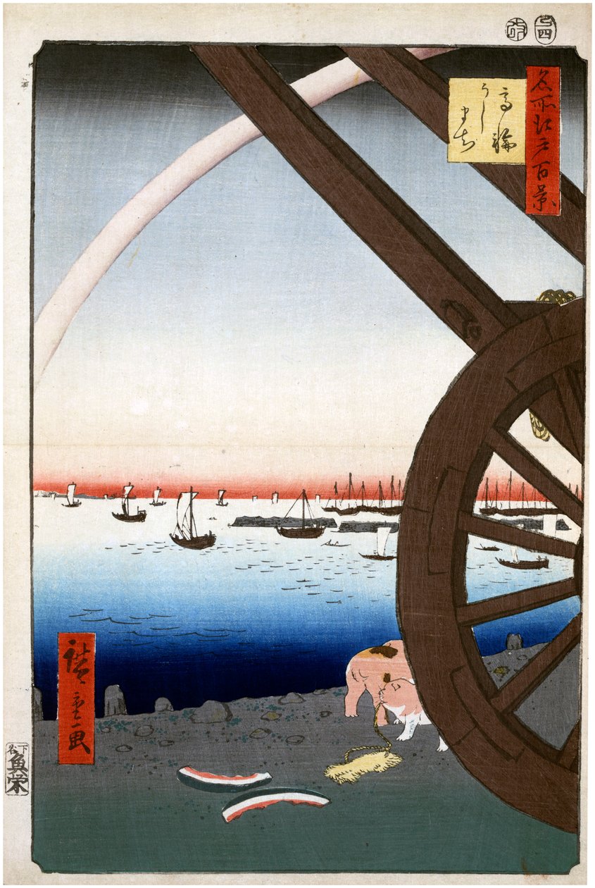 高輪牛町 名所江戸百景 1856-1858. 作： 歌川広重