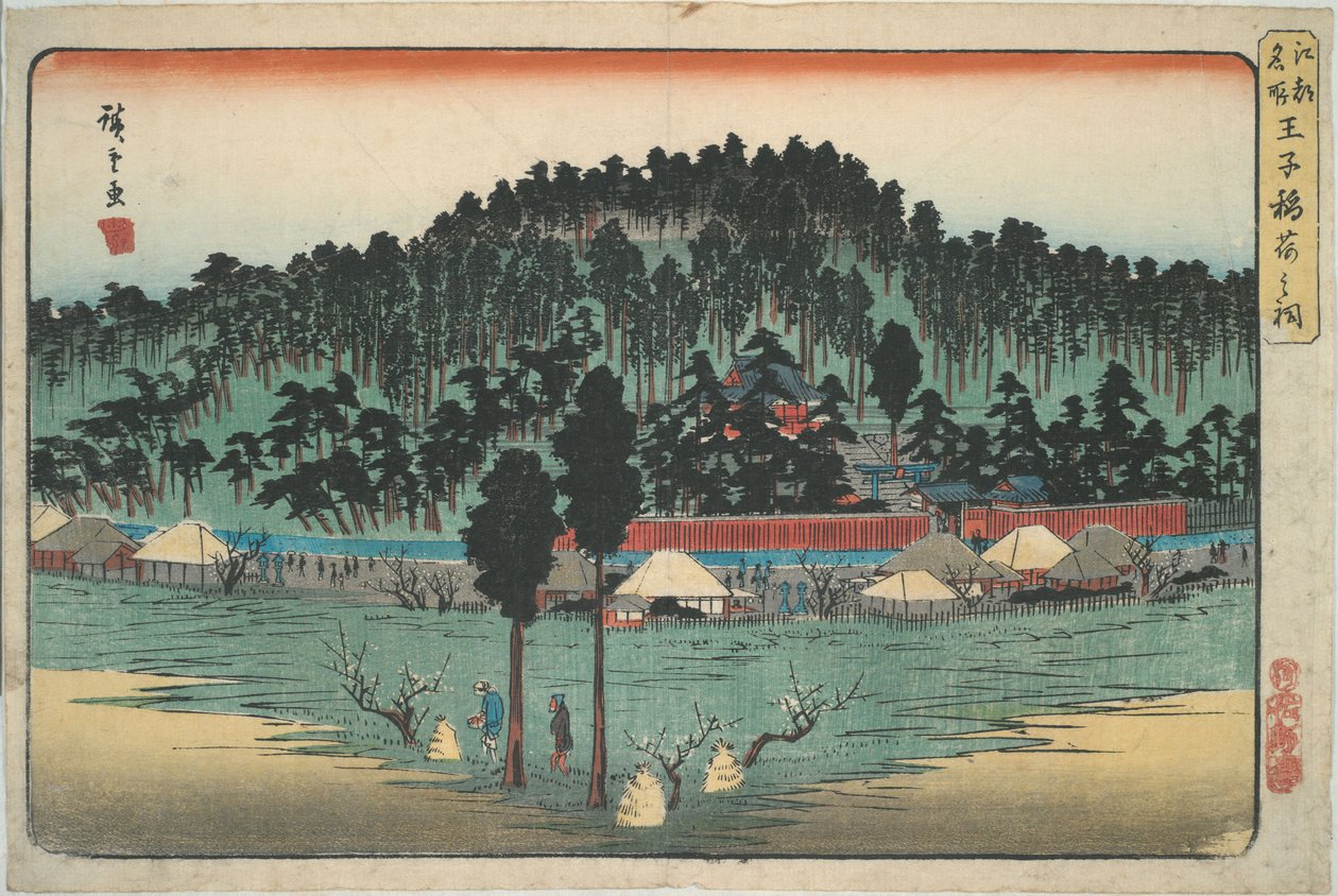 a. 名所江戸百景より 王子の小さな神社 作： 歌川広重