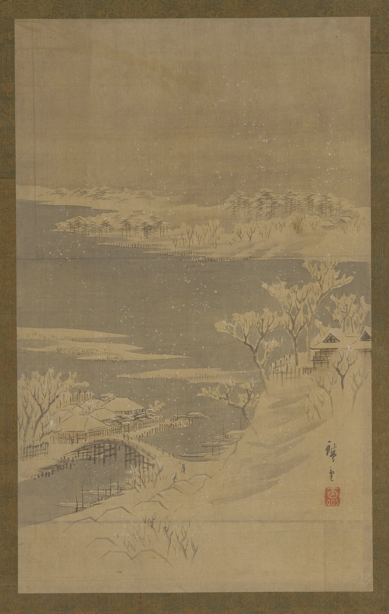 冬の風景、19 世紀半ば。 作： 歌川広重II