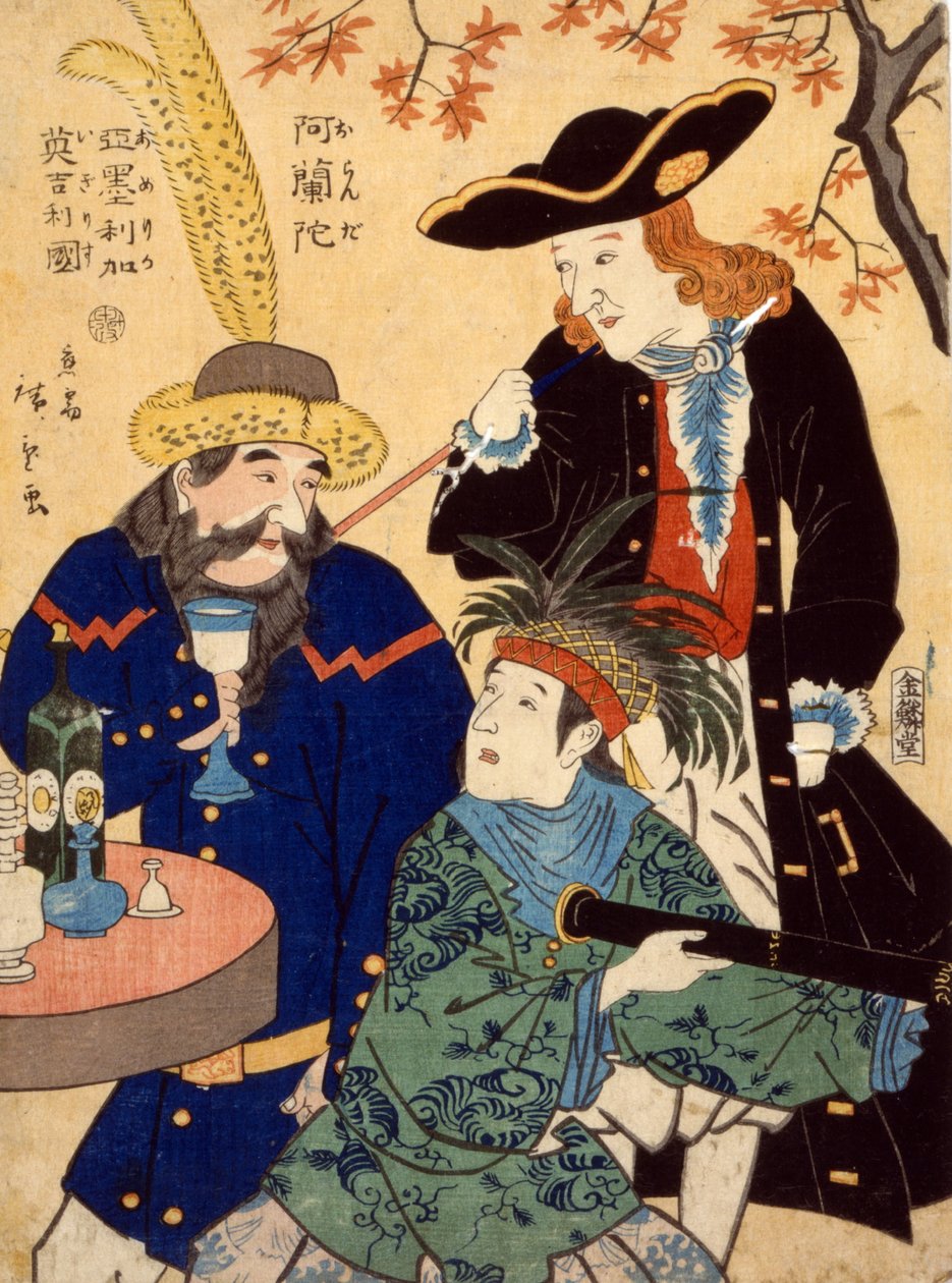 Oranda, Amerika, Igirisu, 1860 作： 歌川II広重