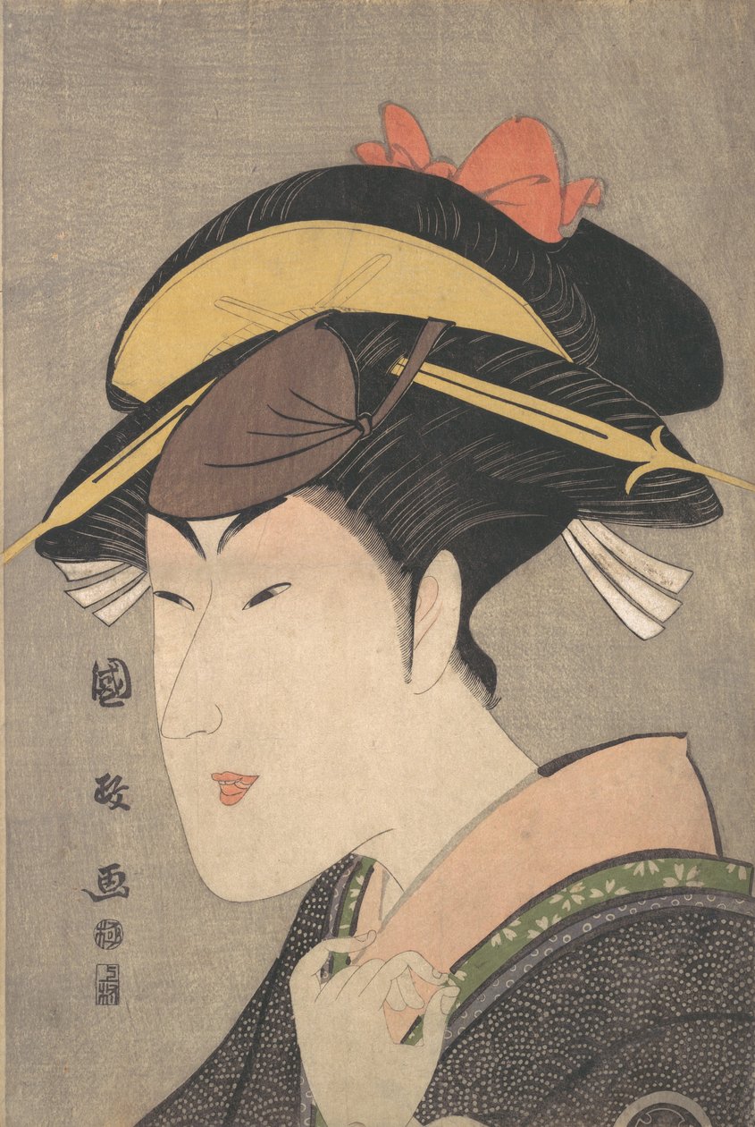 女役の松本米三郎、1790年代後半。 作： 歌川国政