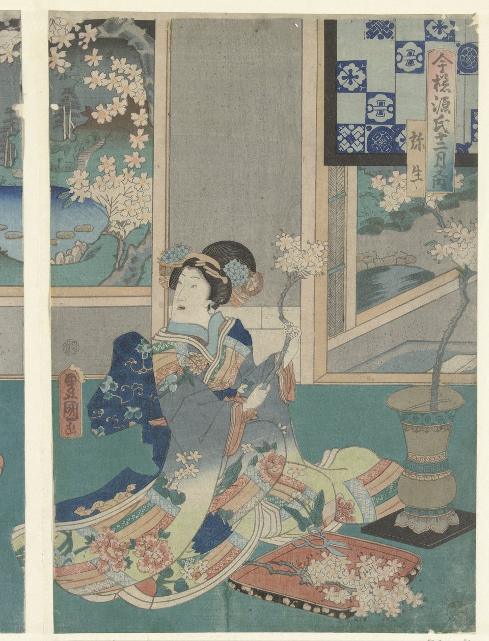 3ヶ月目 やよい 現代の源氏十二ヶ月物語（連載タイトル） 今代源氏十二支月の内 作： 歌川国貞（初代）