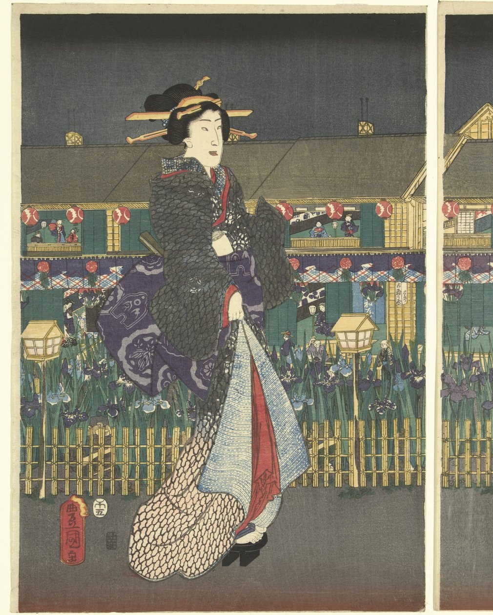満開の菖蒲 作： 歌川国貞（初代）