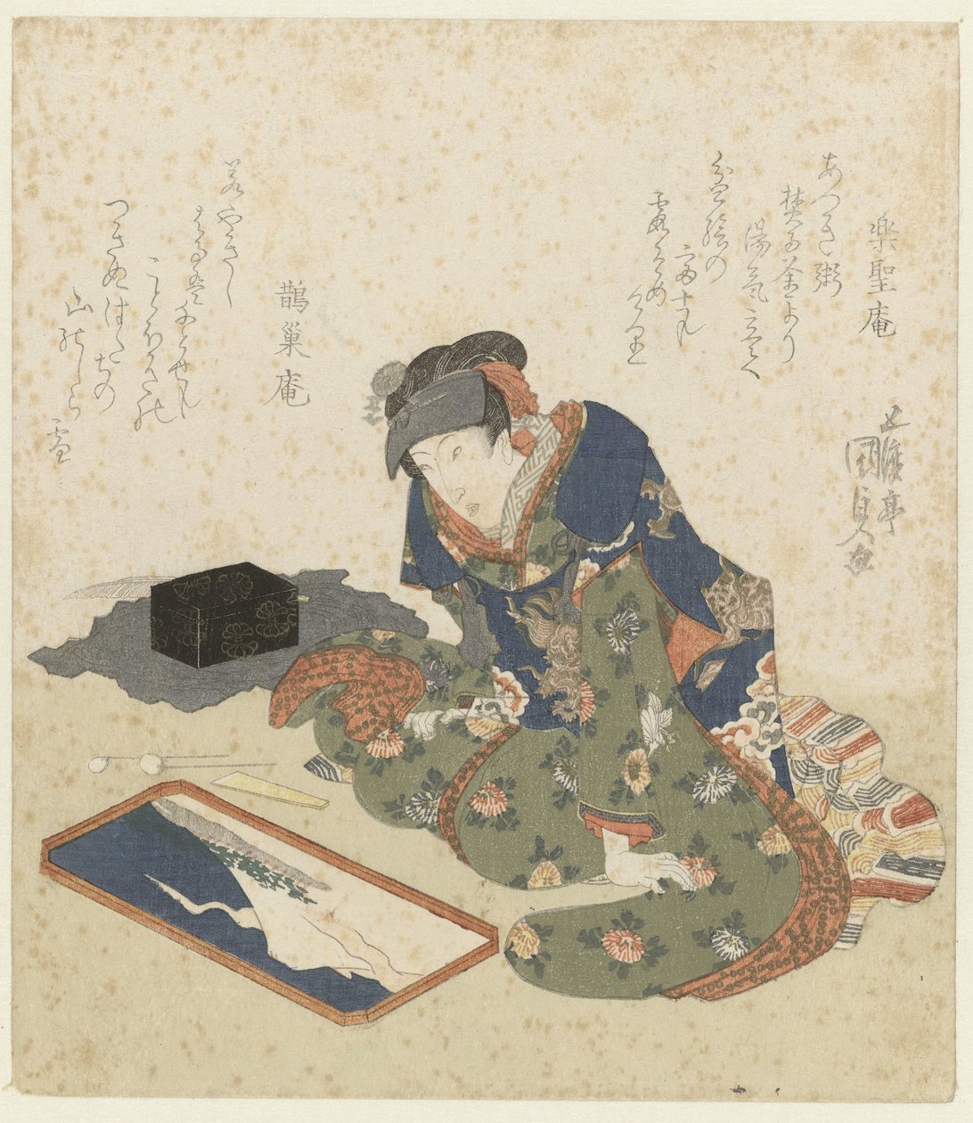 砂絵を作る女性 作： 歌川国貞（初代）