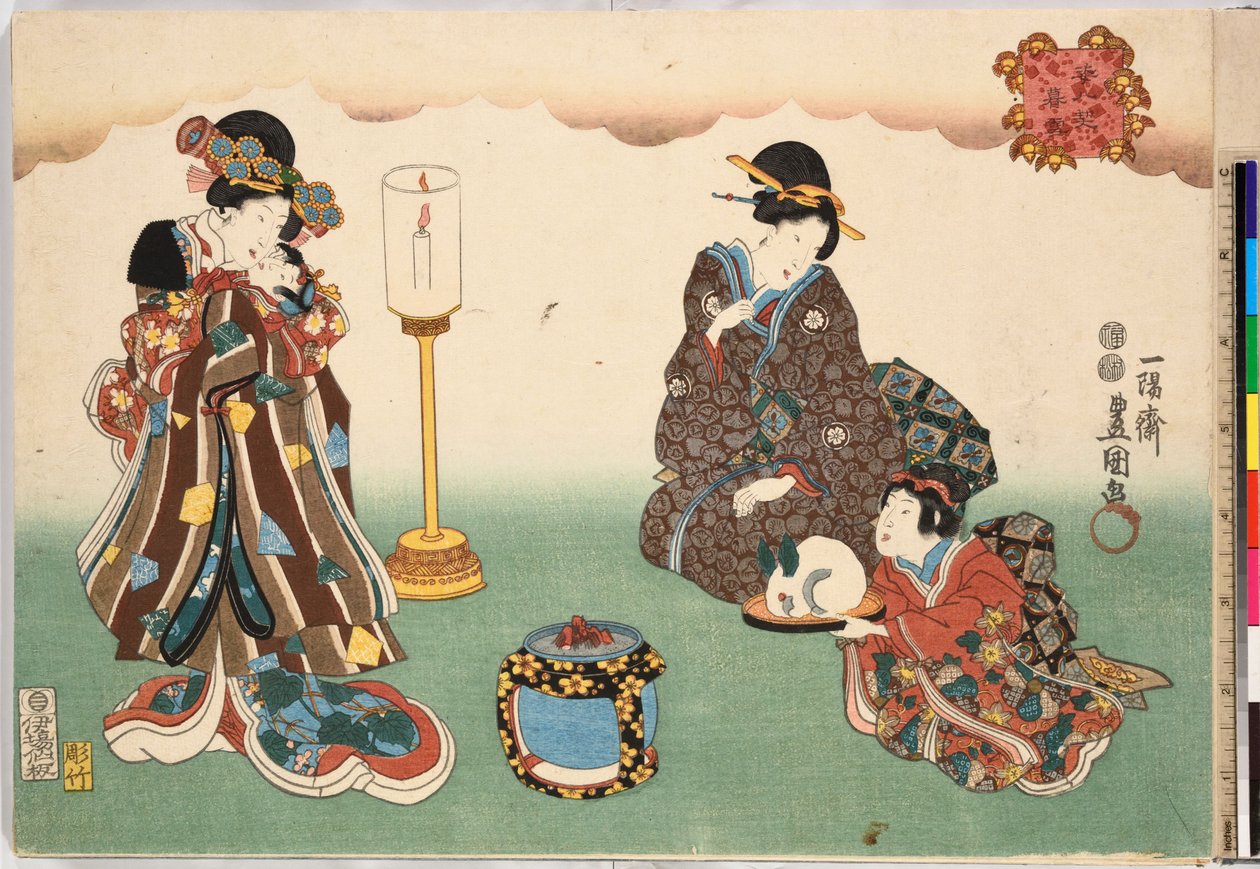 夕雪望雪 姿八景 姿八景より 1850年頃。 1850年 作： 歌川国貞