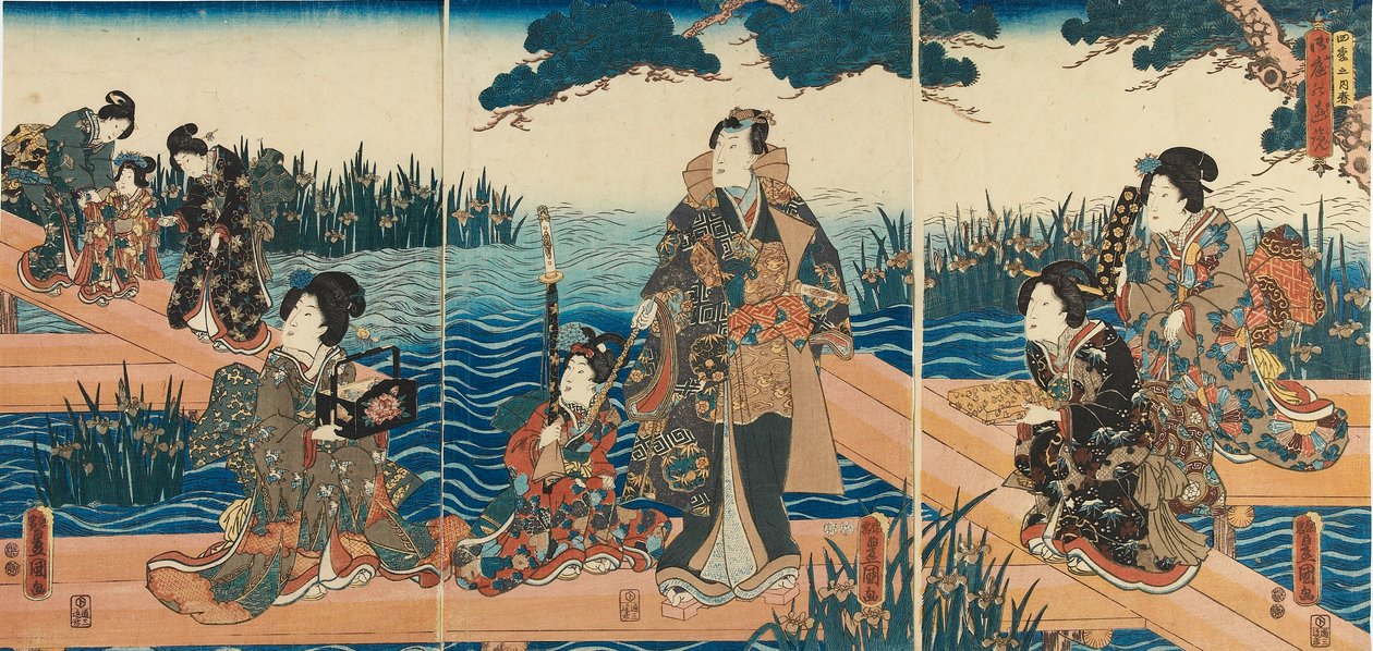 木版画 - 「四季: 春」、1851-1852 作： 歌川国貞