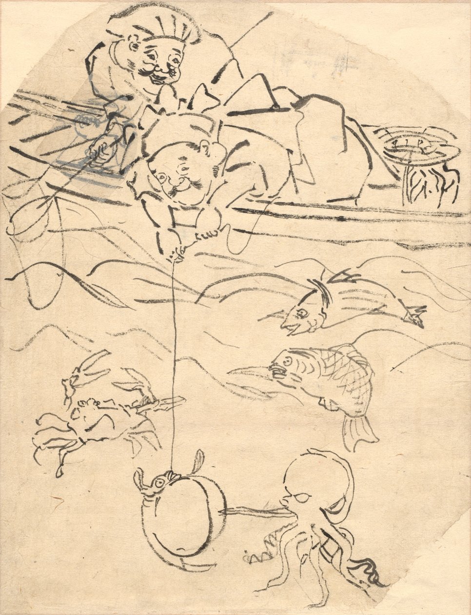 幸福の七つの神のうちの二つ、大黒と恵比寿。 作： 歌川国芳