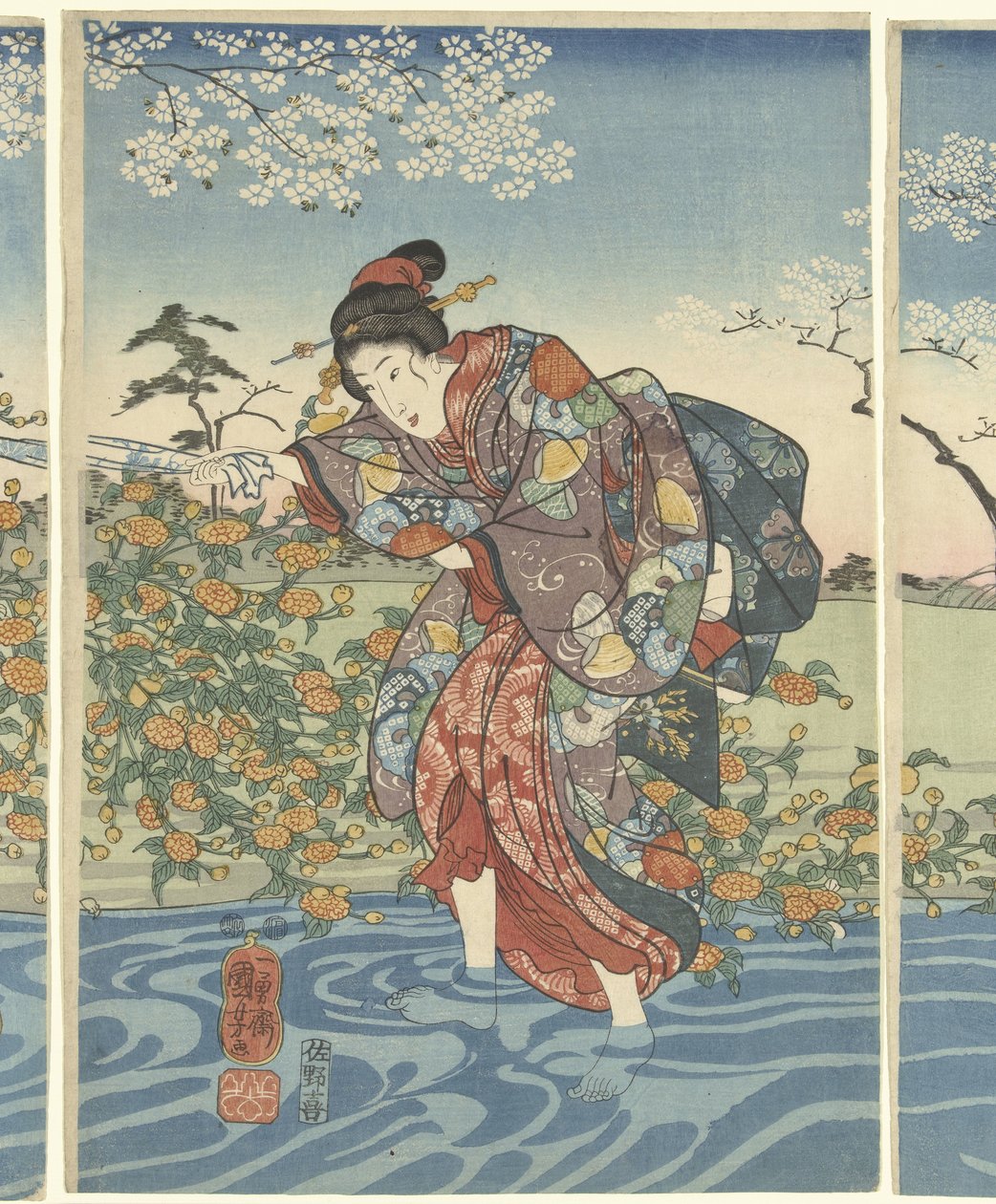 山城国出多摩川 作： 歌川国芳